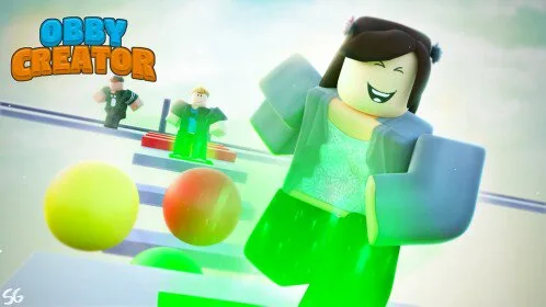 Official Roblox thumbnail for [UPDATE!] Obby Creator, a stack of floating platforms.